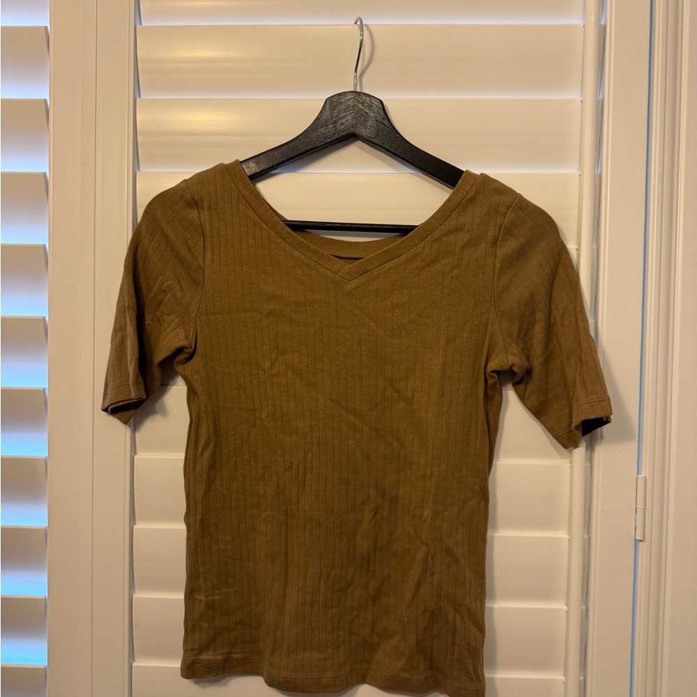 Brown V-Neck Women's Top